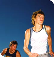 Two athletes running in a race
